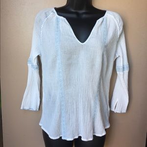 Joie Embroidered Gauze Blouse